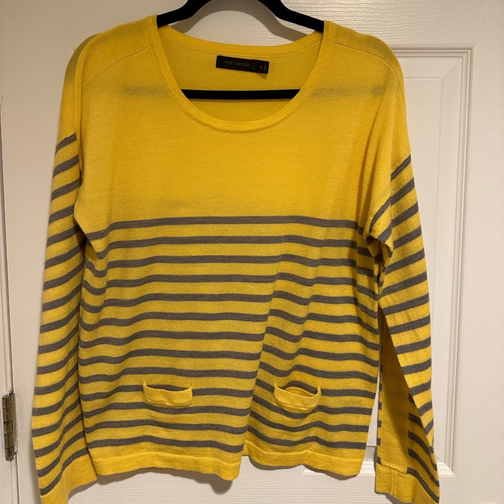 The Limited Yellow and grey striped sweater. Size XL.
